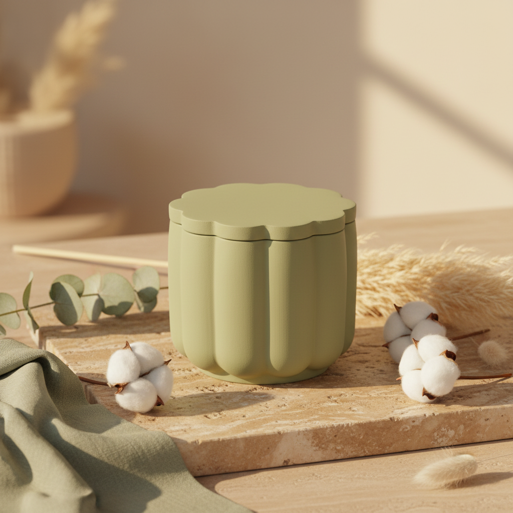 Aranżacja sage green dyniowy pojemnik